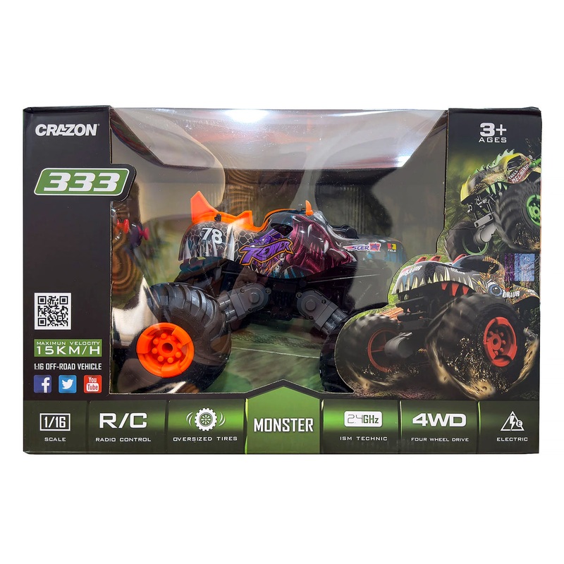 Big Wheel Off-Road Dinosaur RC Monster Truck – Orange