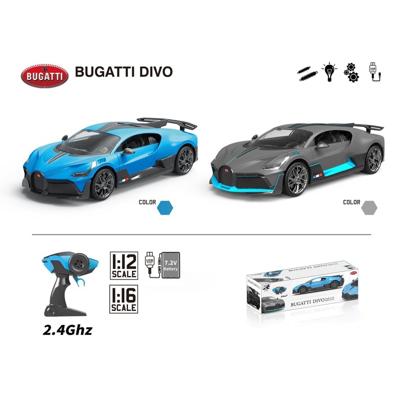 BUGATTI Divo Remote Control Car with Lights 1:16 Scale – Assortment