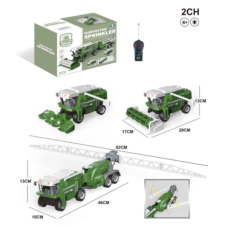 Remote Controlled RC 2-Channel Harvester with Trailer Sprinkler