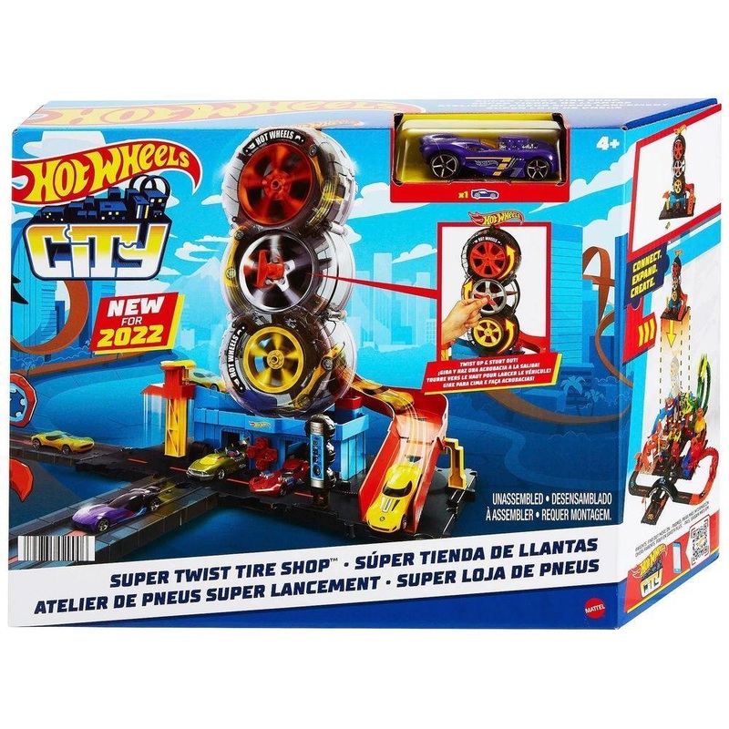 Hot Wheels City Super Twist Tire Shop Playset and Vehicle