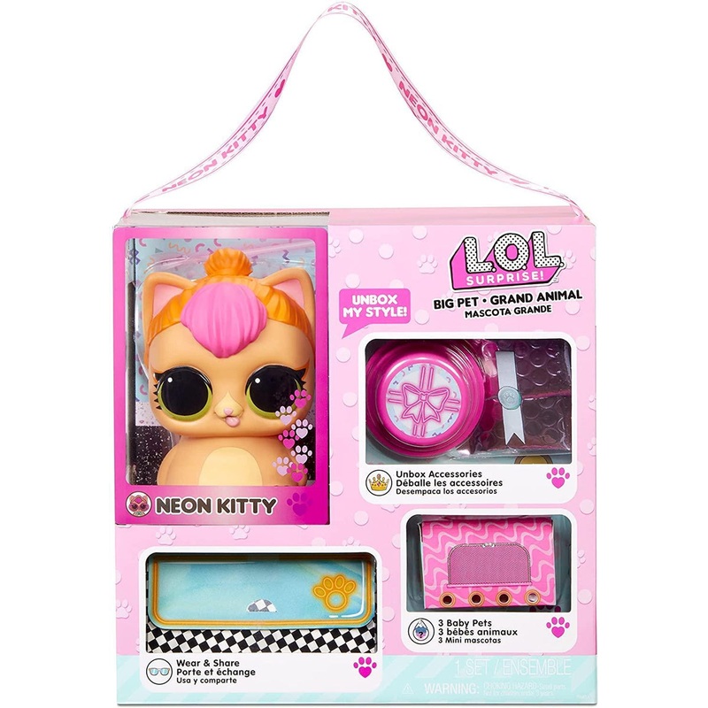 L.O.L. Surprise! Big Pet Neon Kitty with 15 Surprises