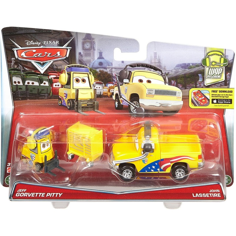 Disney Cars DHL15 Jeff Gorvette Pitty and John Lassetire Playset