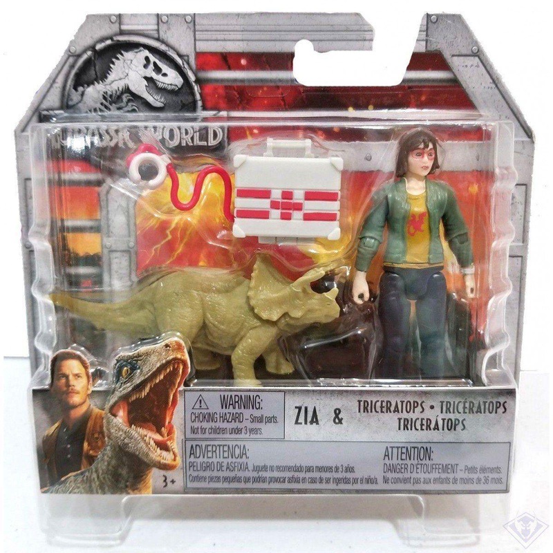 Jurassic World Figures Zia & Triceratops Figurines Playset