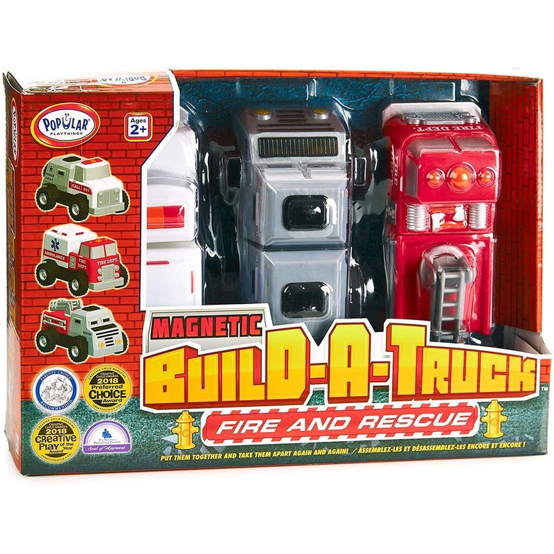 POPULAR PLAYTHINGS Magnetic Build-A-Truck Fire and Rescue Set