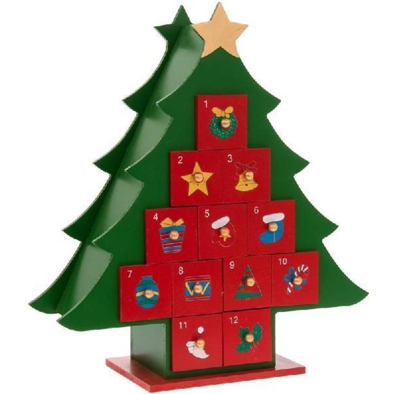 Wooden Christmas Tree With Advent Calendar