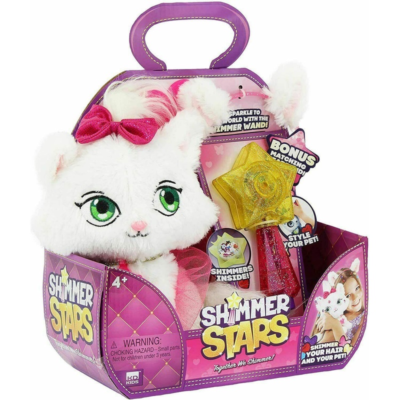 Shimmer Stars Twinkle Cat 28cm Plush – White