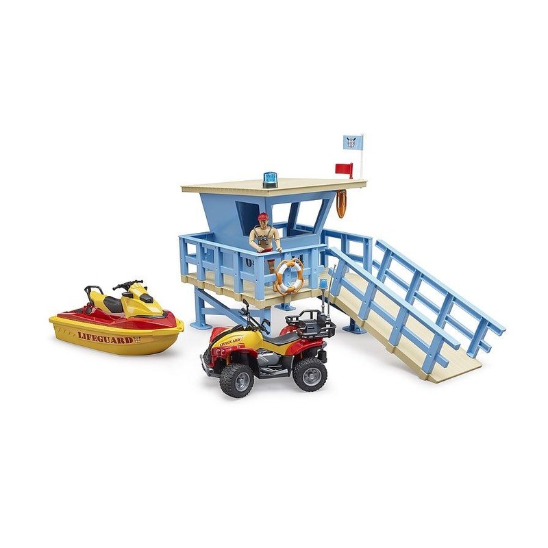 BRUDER Bworld Lifeguard Station With Quad Bike And Personal Watercraft