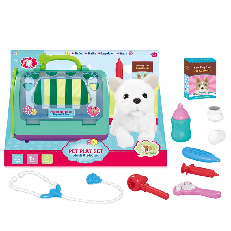 Interactive Plush Dog Pet Playset – Green