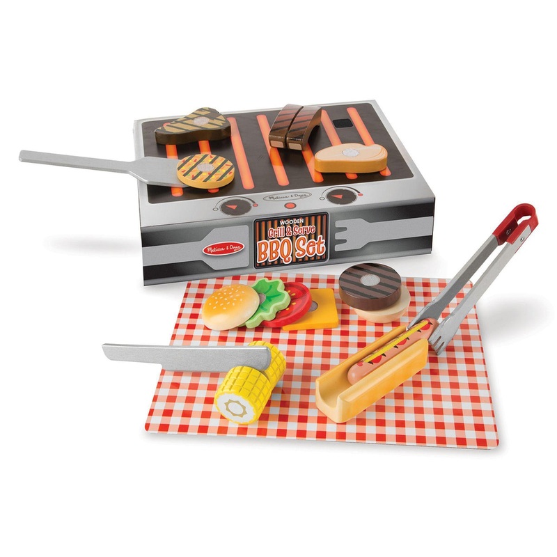 Melissa & Doug Grill and Serve BBQ Set with Wooden Play Food