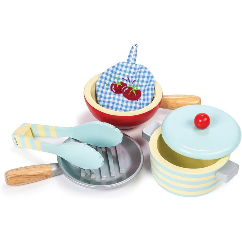 Le Toy Van Educational Wooden Honeybake Pots and Pans Cooking Set