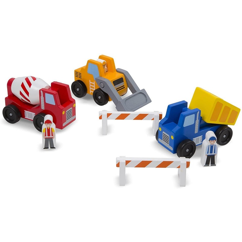 Melissa & Doug 10656 Classic Wooden Toy Construction Vehicle Set