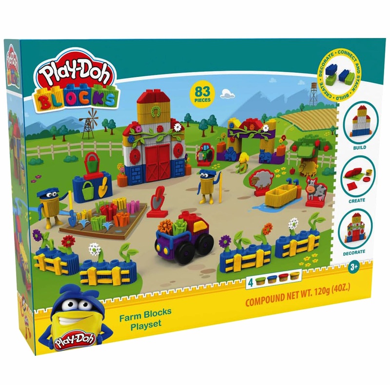 Play-Doh Farm Blocks Playset – Creative Building Fun for Kids