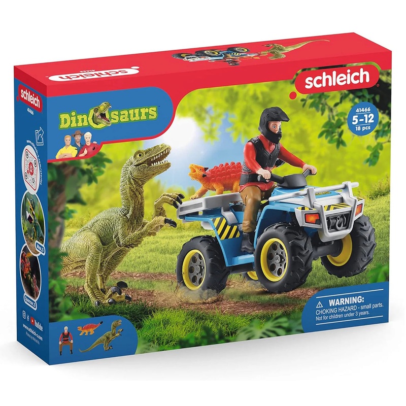 Schleich 41466 Quad Escape From Velociraptor Dinosaurs Playset