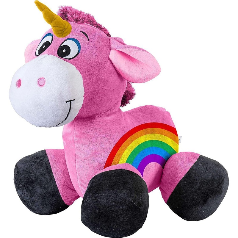 Inflate-A-Mals Soft and Cuddly Inflatable Ride On Unicorn. 20-Inch. Pi