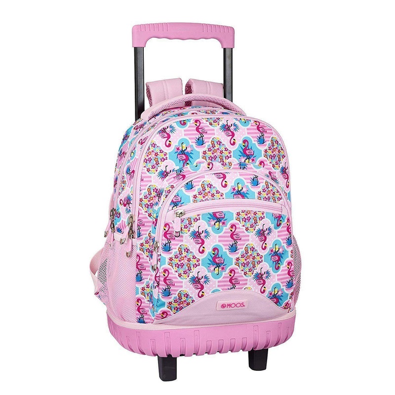 Moos Flamingo Pink Large Rucksack Trolley Bag