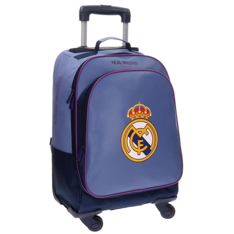 REAL MADRID School Trolley Backpack. Leather 50 cm