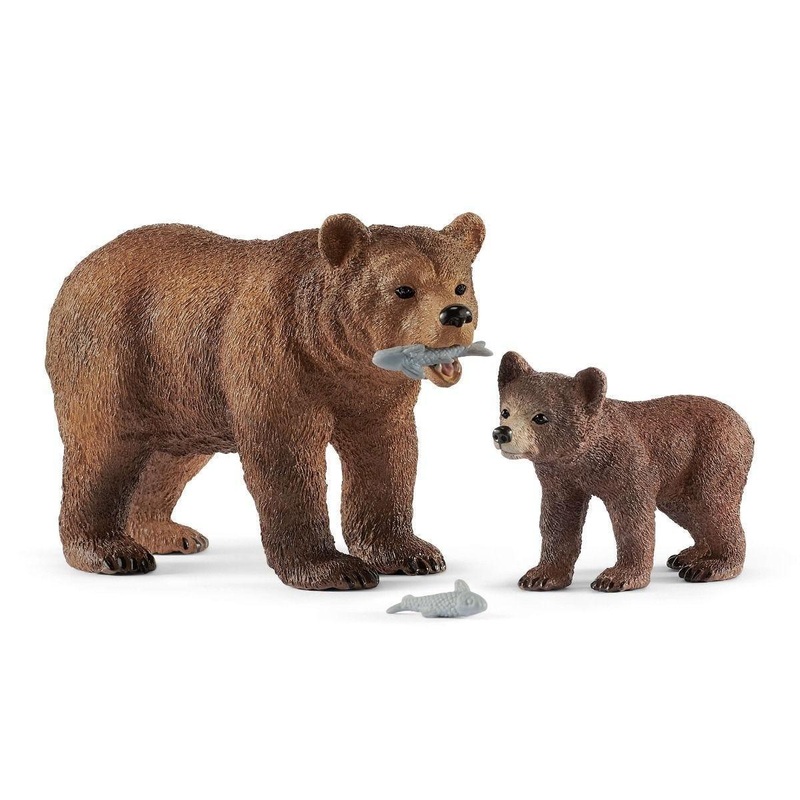 Schleich 42473 Wild Life Grizzly Bear Mother with Cub Figures