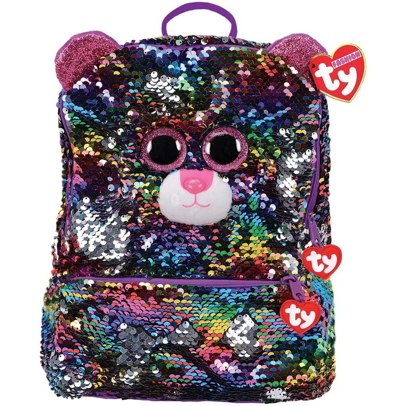 Ty Square Plush Sequin Backpack  Dotty the Leopard