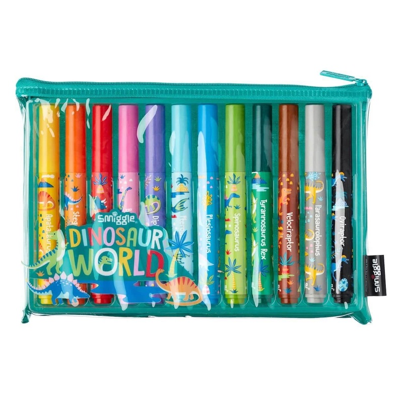 SMIGGLE Dino World Scented Markers Pack x 12 Colour Mix