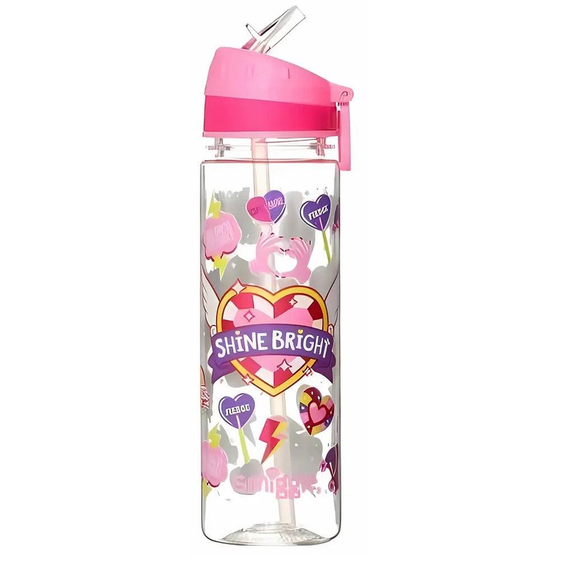 SMIGGLE Express Water Drink Bottle with Flip Top Spout. Heart Print