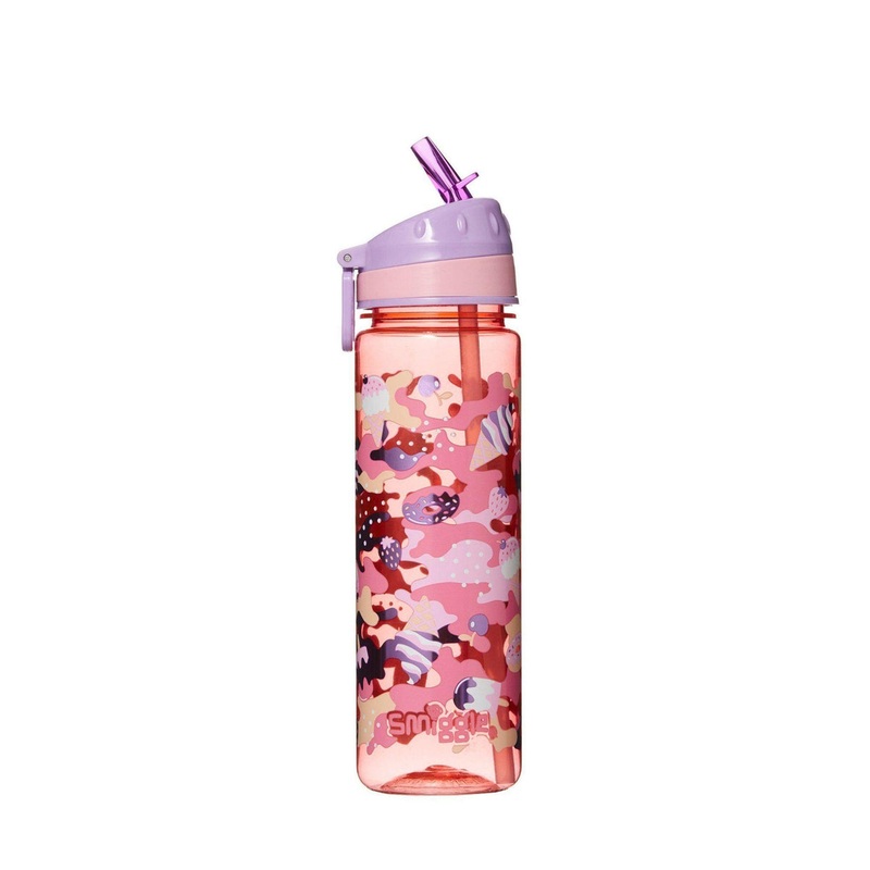 SMIGGLE Seek Kids Water Drink Bottle with Flip Top Spout. Coral