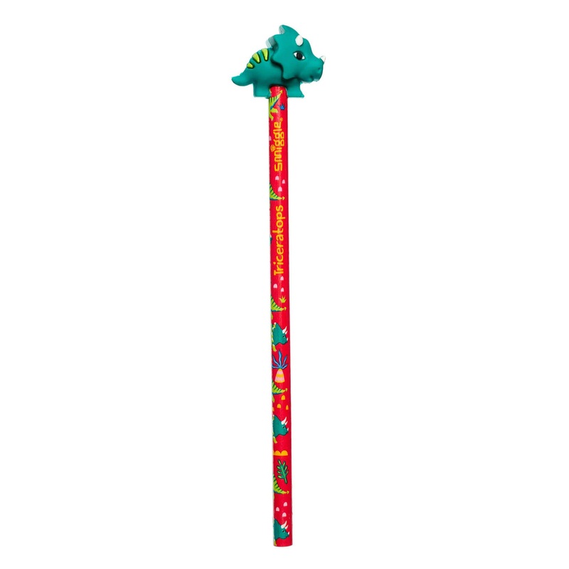 SMIGGLE Dino World Pencil With Green Triceratops Dinosaur Topper