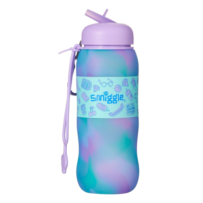 SMIGGLE Roll Up Silicone Bottle – Lilac Ice-Cream Print