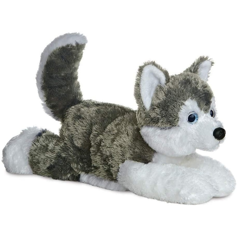 AURORA 31453 Flopsie Husky Shadow. 12-Inch Soft Toy. Grey and White