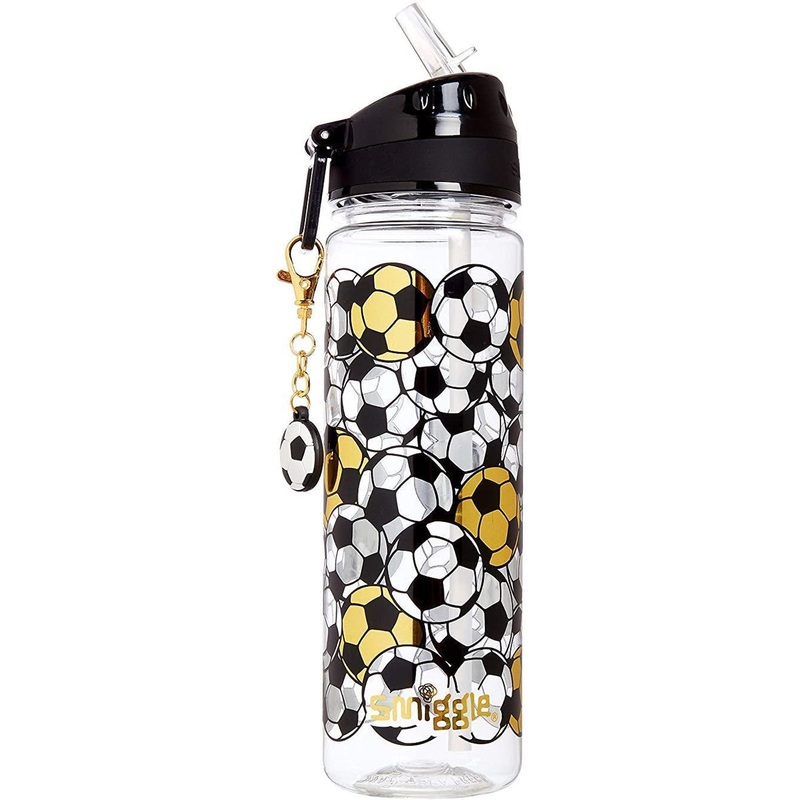 SMIGGLE Gold Kids Water Drink Bottle – Football Print