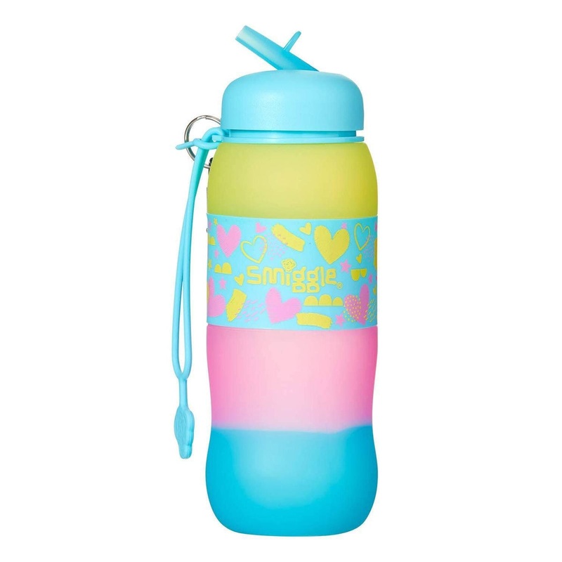 SMIGGLE Golly Silicone Roll Drink Bottle – Heart Print