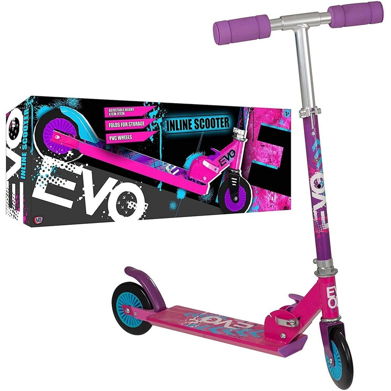 EVO Folding Inline Kids 2-Wheel Scooter – Pink