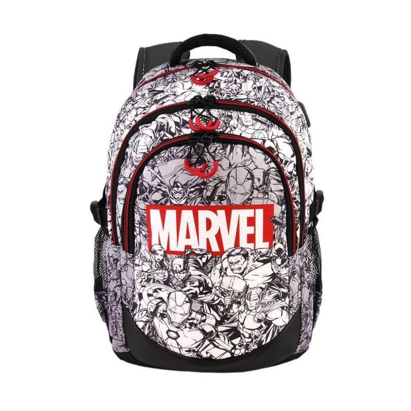 Marvel Characters Black and White Running Laptop Backpack