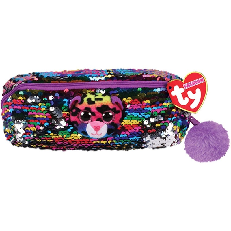 Ty Beanie Boo Dotty The Leopard Sequin Soft Toy Pencil Case 20 cm