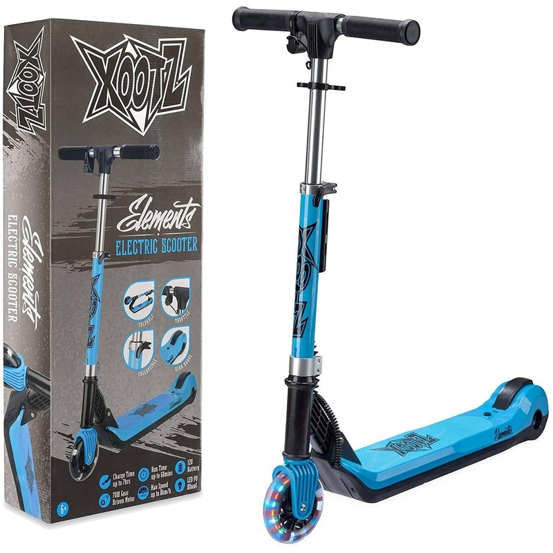 XOOTZ Kids Electric Scooter Folding with LED Light Up Wheel – Blue