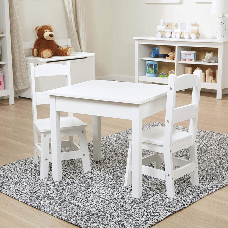 Melissa & Doug 40225 Solid Wood Table & Chairs – White