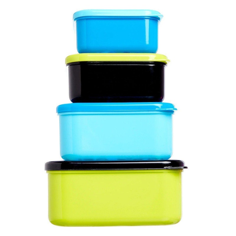 SMIGGLE Happy Snack N’ Stack Containers x 4 – Black
