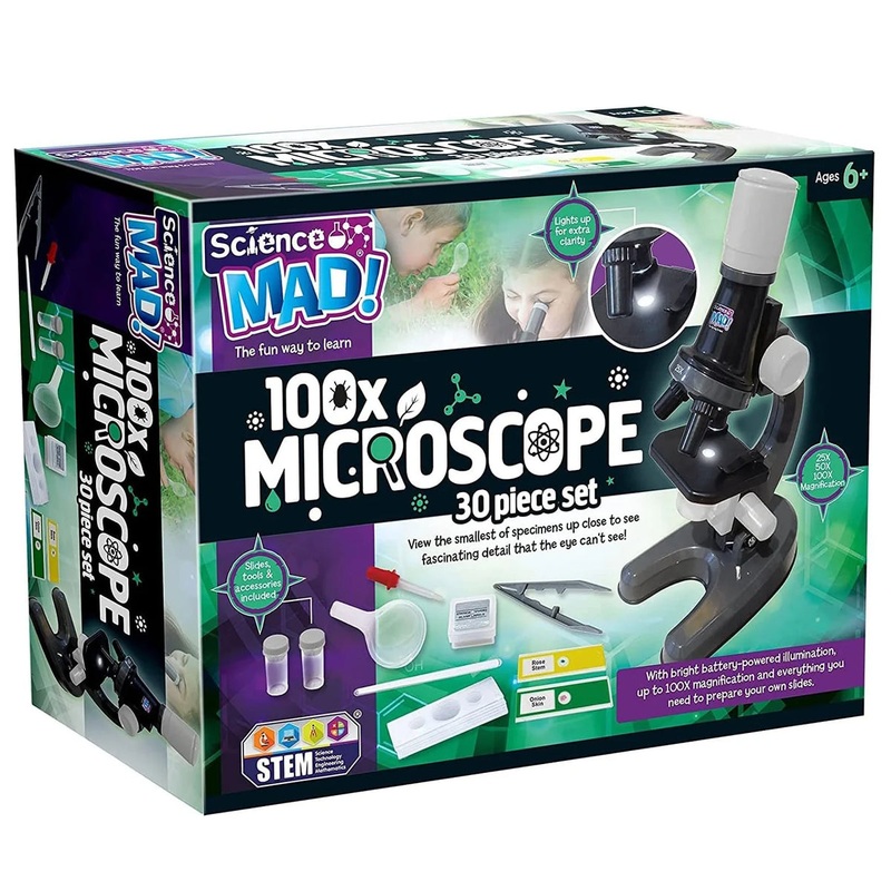 Science Mad 100x Microscope – 30 Piece Set