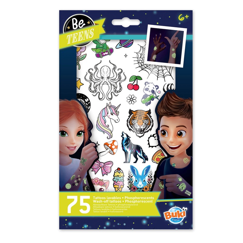 Be Teens Glow-in-the-Dark Temporary Tattoos – Set of 75