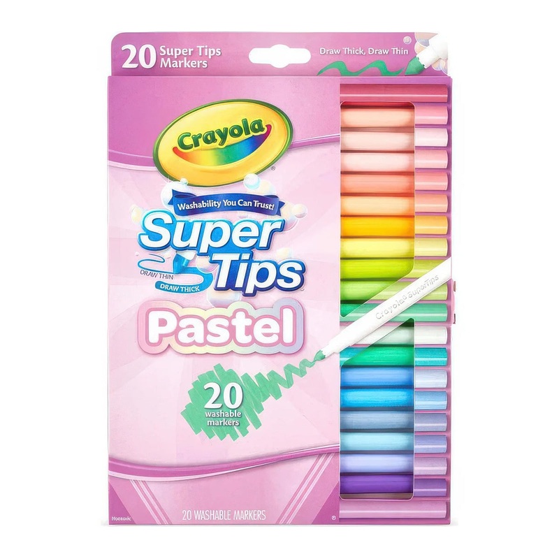 Crayola Washable Super Tips Pastel Markers 20 Count