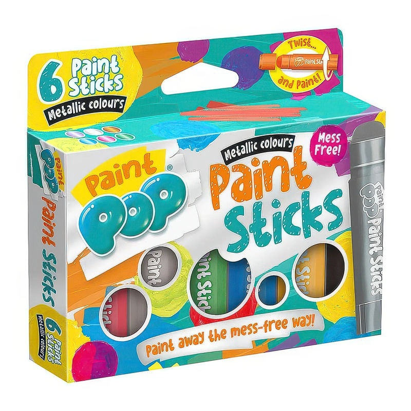 Paint Pop Paint Sticks For Kids – 6 Pack Metallic Assorted Colours