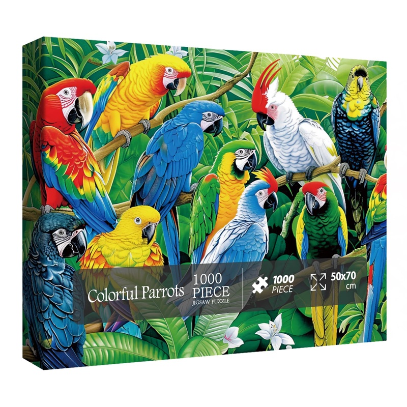 Bird Puzzles for Adults 1000 Pieces Nature, Colorful Parrot Jigsaw Puzzle, Beautiful Animal Plant Puzzle