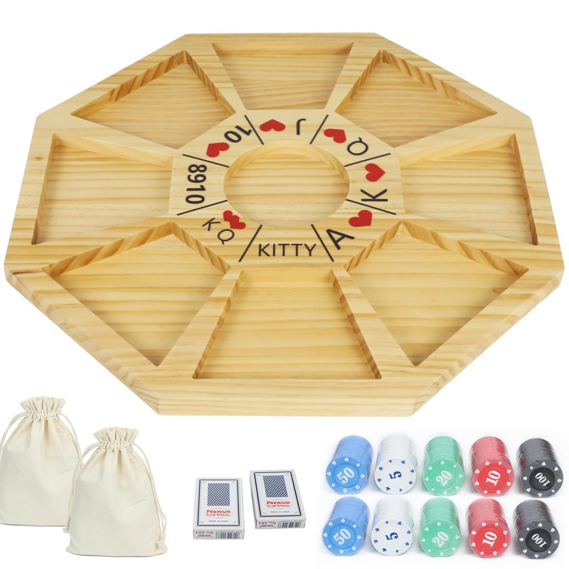 Jyquorp 20 inches Michigan Rummy Game Deluxe Set Perfect Blend of A Royal Game of Hearts Rummy Poker Wooden Tripoley Board Game