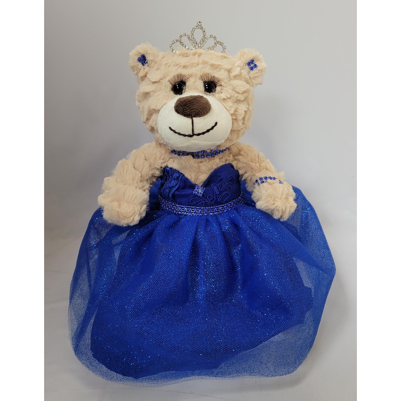 KINNEX COLLECTIONS SINCE 1997 12” Quince Anos Last Doll Teddy Bear with Dress (Centerpiece) ~ ARC09832-15 (Royal Blue)
