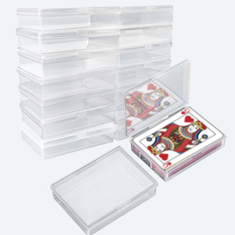 Playing Card Deck Box, 16 pcs Plastic Empty Trading Card Case Holder, 3.8 x 2.7 x 0.8 Inch Clear Card Storage Organizer Containe