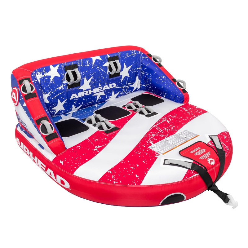 Airhead Super Mable, 1-3 Rider – Inflatable Towable Tube for Boating and Water Sports, Heavy Duty Full Nylon Cover and Zipper wi