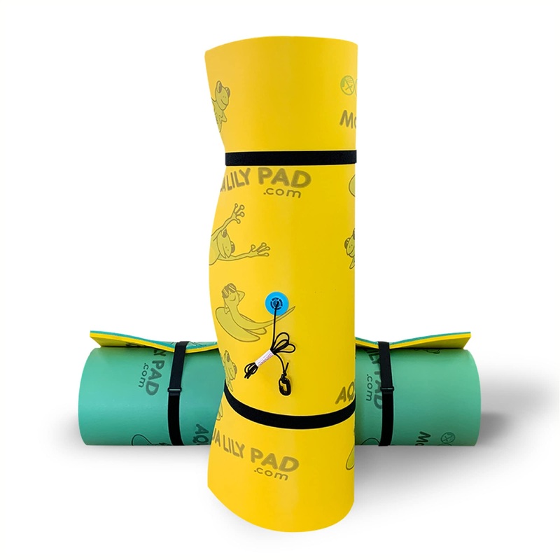 Aqua Lily Pad ALP15 Original Model 15 Foot Water Playground Floating Foam Island Mat with Storage Straps and Pad Protectors, Yel