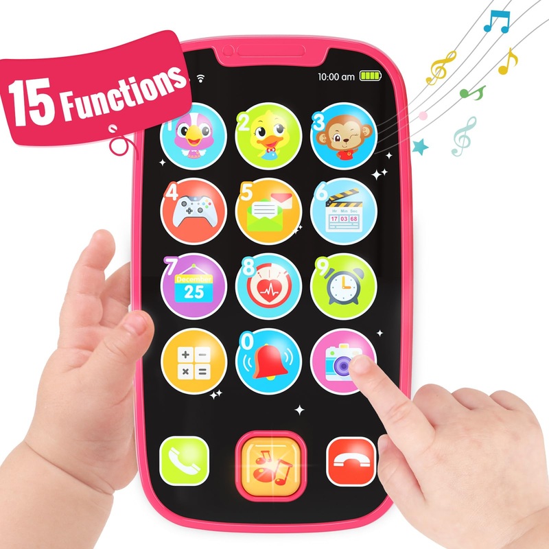 BABYFUNY Toys for 1 Year Old Girl Gifts, 15 Functions Phone Toddler Girl, Learning Baby Toys 12-18 Months, Kids Cell Phone Easte