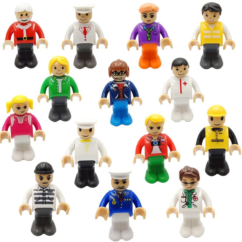 DSHMIXIA Toy People Figures for Kids Action Figures Playsets for Trains Cars Various Professions for Play House Wooden Train Tra