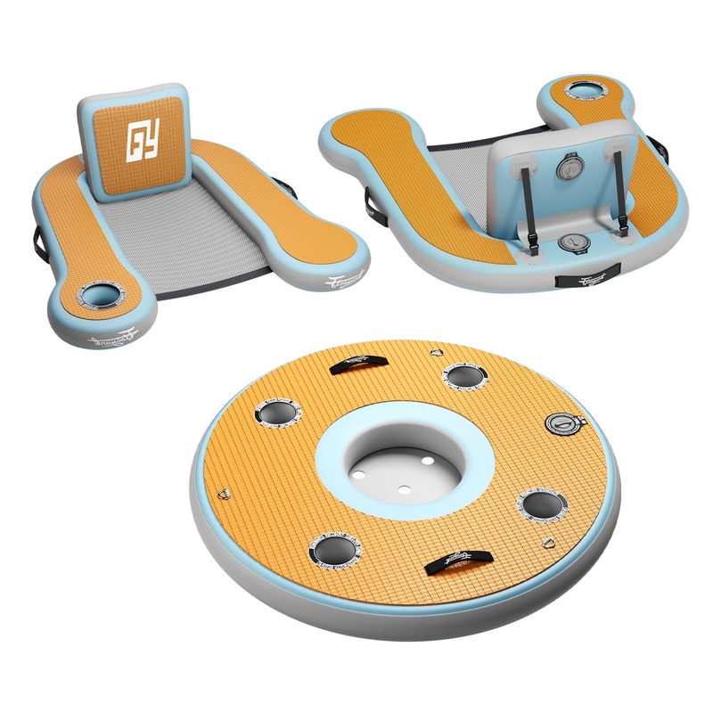 Floating Pool Chair & Inflatable Floating Bar Set (2 Chairs + 1 Bar)