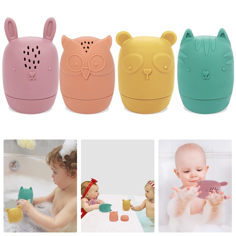 Gigilli Baby Bath Toys, Squeezable Silicone Bath Toys for Kids Ages 1-3, Bathtub Toys for Toddlers 6-12-18 Months, Easter Gifts